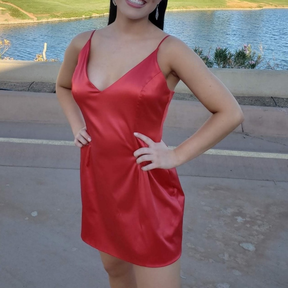 Red mini dress